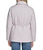 Cole Haan Lightweight Quilted Water Resistant Stand Collar Drawcord Waist Button Front Anorak Jacket, Color:Light Grey - Image 2