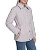 Cole Haan Lightweight Quilted Water Resistant Stand Collar Drawcord Waist Button Front Anorak Jacket, Color:Light Grey - Image 3