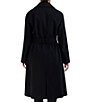 Color:Black - Image 2 - Long Sleeve Tie Front Oversized Wool Blend Wrap Coat