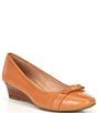Color:Pecan - Image 1 - Malta Leather Bow Wedges
