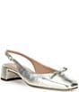 Cole Haan Patsy Metallic Leather Slingback Block Heel Bow Pumps - Image 1