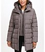 Color:Carbon - Image 1 - Signature Shawl Hooded Bibbed Puffer Coat