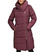 Cole Haan Signature Taffeta Down Quilted Oversize Hooded Front Zip Coat, Color:Merlot - Image 1