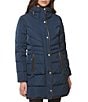 Cole Haan Signature Zip Front Faux Fur Lined Down Puffer Coat, Color:Navy - Image 4