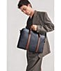 Color:Navy Blaze - Image 5 - Triboro Pebbled Leather Briefcase