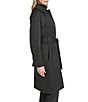 Cole Haan Water Resistant Insulated Raglan Twill Faux Leather Trim Belted Button Front Trench Coat, Color:Black - Image 3
