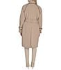 Cole Haan Water Resistant Insulated Raglan Twill Faux Leather Trim Belted Button Front Trench Coat, Color:Sand - Image 2