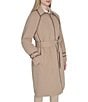 Cole Haan Water Resistant Insulated Raglan Twill Faux Leather Trim Belted Button Front Trench Coat, Color:Sand - Image 3