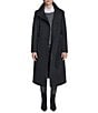 Cole Haan Wool Blend Water Resistant Stand Collar Belted Wrap Coat, Color:Black - Image 1