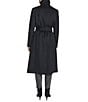 Cole Haan Wool Blend Water Resistant Stand Collar Belted Wrap Coat, Color:Black - Image 2