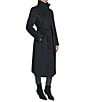 Cole Haan Wool Blend Water Resistant Stand Collar Belted Wrap Coat, Color:Black - Image 3