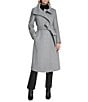 Cole Haan Wool Blend Water Resistant Stand Collar Belted Wrap Coat, Color:Medium Grey - Image 1
