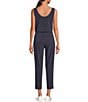 Color:Nocturnal - Image 2 - Anytime Crew Neck Sleeveless Drawcord Waist Tank Jumpsuit