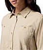Columbia Brea Falls Woven Point Collar Long Sleeves Button Front Top, Color:Ancient Fossil - Image 6