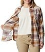 Color:Dusty Pink - Image 4 - Calico Basin™ Plaid Print Long Sleeve Button Front Flannel Shirt