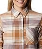 Color:Dusty Pink - Image 5 - Calico Basin™ Plaid Print Long Sleeve Button Front Flannel Shirt