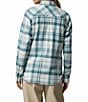 Columbia Calico Basin Stretch Flannel Point Collar Button Front Plaid Shirt, Color:Crushed Blue Multi Plaid - Image 2