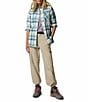 Columbia Calico Basin Stretch Flannel Point Collar Button Front Plaid Shirt, Color:Crushed Blue Multi Plaid - Image 4