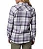 Columbia Calico Basin Stretch Flannel Point Collar Button Front Plaid Shirt, Color:Shark Mullaid - Image 2