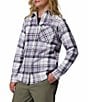 Columbia Calico Basin Stretch Flannel Point Collar Button Front Plaid Shirt, Color:Shark Mullaid - Image 3