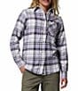 Columbia Calico Basin Stretch Flannel Point Collar Button Front Plaid Shirt, Color:Shark Mullaid - Image 4