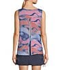 Color:Eve Under Current - Image 2 - Chill River Ombre Printed Stretch Knit Round Neck Back Slit Detail Tank Top