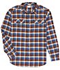 Color:Cordovan/Shadow Plaid - Image 1 - Flare Gun Stretch Flannel Long-Sleeve Woven Shirt