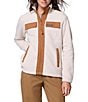 Columbia Juniper Peak Stand Collar Long Sleeves Drawcord Hem Full Zip Fleece Jacket, Color:Dark/Stone/Camel Brown - Image 2