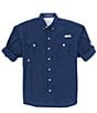 Color:Collegiate Navy - Image 1 - PFG Bahama II Omni-Shade Long-Sleeve Solid Shirt