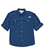 Color:Carbon - Image 3 - PFG Big & Tall Bahama II Omni-Shade Long-Sleeve Woven Shirt