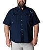 Color:Collegiate Navy - Image 1 - PFG Big & Tall Bahama II Solid Short-Sleeve Woven Shirt