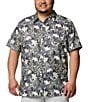 Columbia PFG Big & Tall Super Slack Tide Field Print Short Sleeve Woven Shirt, Color:Cypress/Tropicfield - Image 1