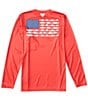 Color:Red Spark/White - Image 1 - PFG Terminal Tackle Fish Flag Long Sleeve Graphic T-Shirt