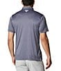 Color:Collegiate Navy Heather/White Logo - Image 2 - PFG Terminal Tackle Heather Performance Short-Sleeve Polo Shirt