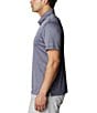 Color:Collegiate Navy Heather/White Logo - Image 3 - PFG Terminal Tackle Heather Performance Short-Sleeve Polo Shirt