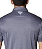 Color:Collegiate Navy Heather/White Logo - Image 5 - PFG Terminal Tackle Heather Performance Short-Sleeve Polo Shirt