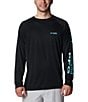 Color:Black/Gulf Stream - Image 1 - PFG Terminal Tackle Long-Sleeve Rashguard T-Shirt