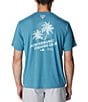 Color:Canyon Blue Easy Breezy - Image 1 - PFG Uncharted™ Tech Tee Short Sleeve Graphic T-Shirt