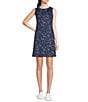 Color:Nocturnal Navy - Image 1 - Printed Crew Neckline Sleeveless Dress