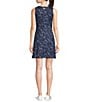 Color:Nocturnal Navy - Image 2 - Printed Crew Neckline Sleeveless Dress