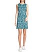 Color:Canyon Blue Serenoa - Image 1 - Printed Crew Neckline Sleeveless Dress
