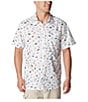 Color:White - Image 1 - Super Slack Tide™ Short Sleeve Fish Printed Woven Camp Shirt