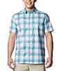 Color:Canyon Blue Ombre Check - Image 1 - Super Slack Tide™ Short Sleeve Ombre Checked Woven Camp Shirt
