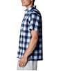 Color:Collegiate Navy Ombre Check - Image 3 - Super Slack Tide™ Short Sleeve Ombre Checked Woven Camp Shirt
