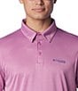 Color:Bright Lavender Heather - Image 5 - Terminal Tackle™ Short Sleeve Heathered Polo Shirt