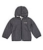 Color:Black/Chalk/Check Print - Image 1 - Toddler Boys 2T-4T Double Trouble Storm-Lite Reversible Check Microfleece Hooded Jacket