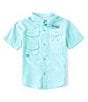 Color:Gulf Stream - Image 1 - Little Boys 2T-4T Short-Sleeve Stretch Poplin Bonehead Fish Mesh Vented Fishing Shirt