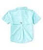 Color:Gulf Stream - Image 2 - Little Boys 2T-4T Short-Sleeve Stretch Poplin Bonehead Fish Mesh Vented Fishing Shirt