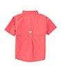Color:Sunset Red - Image 2 - Little Boys 2T-4T Short-Sleeve Stretch Poplin Bonehead Fish Mesh Vented Fishing Shirt