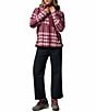 Columbia West Bend Plaid Print Stand Collar Long Sleeve Kangaroo Pocket Zip Front Jacket, Color:Rich Wine Plaid - Image 4